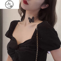 黑色蝴蝶choker锁骨链颈带性感简约项链个性脖子饰品网红配饰小众 JiMi