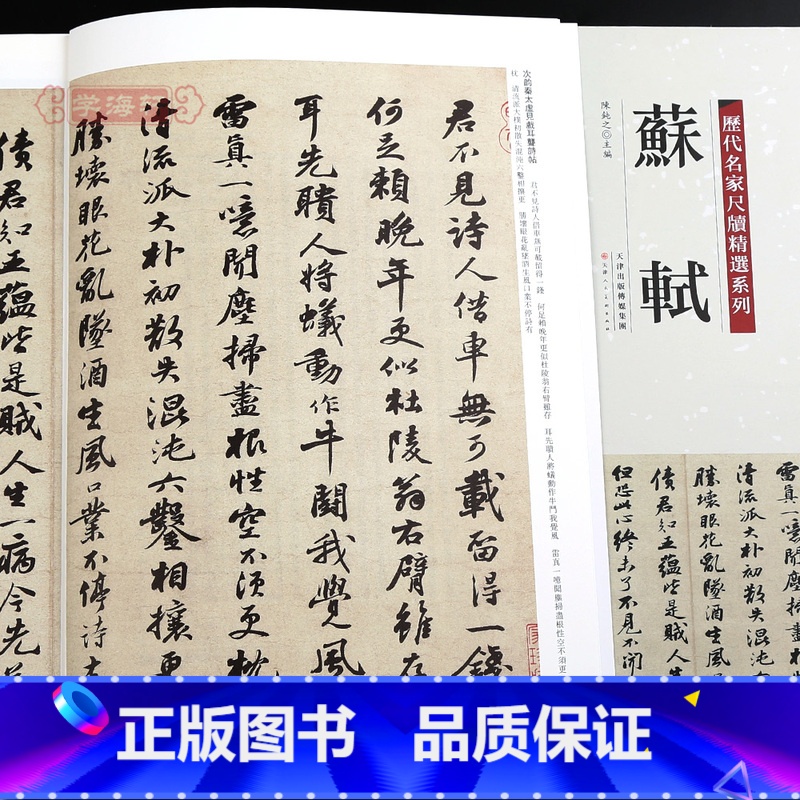 [正版]学海轩共20帖苏轼历代名家尺牍系列彩色原帖陈钝之繁体旁注东武帖邂逅帖次辩才韵诗帖书法临摹行书毛笔字帖天津人民美