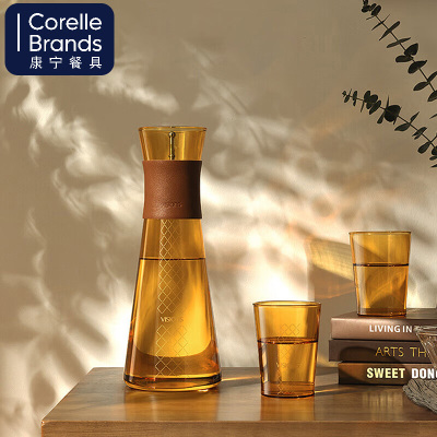 康宁冷水壶VISIONS鎏金3件组彩盒1壶(1.3L)2杯(300ML)