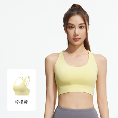 网纱背交叉运动文胸美背上衣高强度防震瑜伽健身内衣女