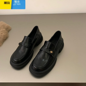 聚范法式小香风乐福鞋黑色单鞋女鞋子2024新款厚底英伦风小皮鞋