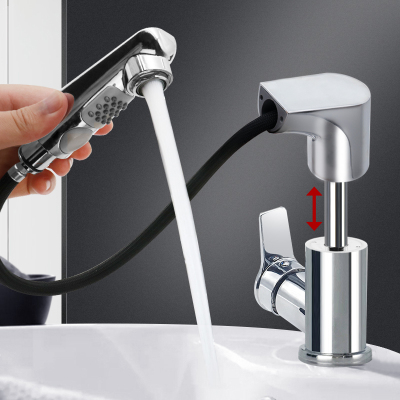 潜水艇洗手盆水龙头 冷热水抽拉式卫生间台上面盆龙头家用可伸缩 L3053伸缩龙头