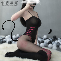 长夜漫漫情趣内衣女性感诱惑免脱开档透明吊带连体衣可爱代发8850