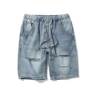 潮牌牛仔裤刺绣牛仔短裤男士割破潮牌五分牛仔裤绣花5分裤男CYLLSUPER