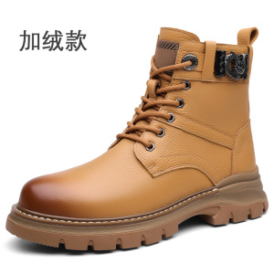 马丁靴男士冬季加绒保暖棉鞋高帮皮靴男头层牛皮工装靴真皮雪地靴_46