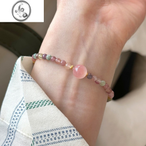 JiMi渡川酱2023新品彩虹碧玺串珠弹力绳手链手串女时髦叠戴少女心 碧玺串珠手链