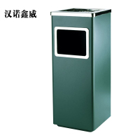 汉诺鑫威不锈钢垃圾桶烟蒂柱灭烟桶带烟灰缸室外电梯口立式丽格正方形绿色