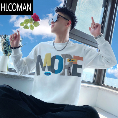 HLCOMAN帅秋装t潮牌春款卫衣男痞帅长袖T恤男装上衣2024新款外套服