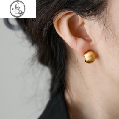 JiMiins冷淡风小众轻奢时尚韩国哑光拉丝小金豆耳钉女耳饰2023年新款