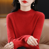 羊毛衫女秋冬新款一线成衣半高领打底衫镂空薄款针织毛衣