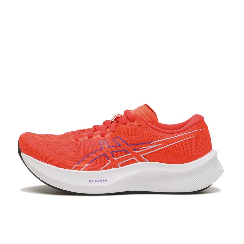 ASICS跑步鞋女缓震稳定舒适透气红色紫色线条网面轻量公路训练