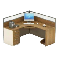 臻远 办公桌 单人7字型 1500*1400*1100[包含主机托和键盘托活动柜 不含椅子 含安装]