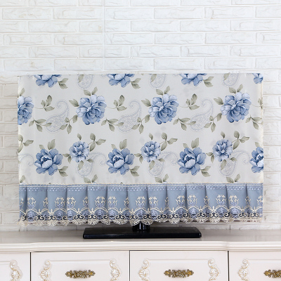 电视机罩防尘罩盖巾43寸55寸50寸65寸烘焙精灵家用挂式液晶电视套盖布蓝-牡丹55英寸