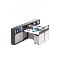 迅迈 T字型两人位+柜 职员办公桌 现代工位 员工桌屏风 卡位卡座