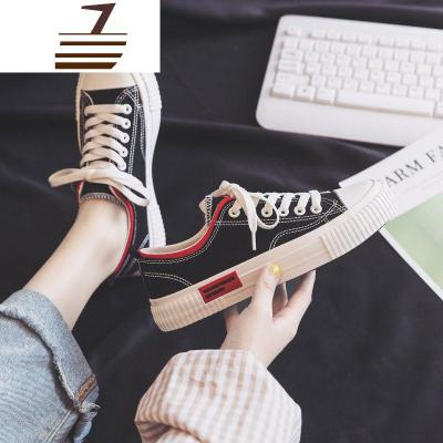 尗卡帆布鞋女鞋2020年新款韩版ulzzang百搭布鞋休闲板鞋小黑鞋子
