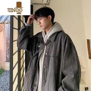YANXU牛仔外套男士款宽松感2023新款潮牌痞帅美式复古工装夹克