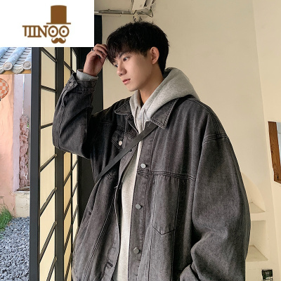 YANXU牛仔外套男士款宽松感2023新款潮牌痞帅美式复古工装夹克