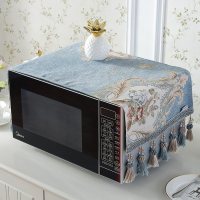 家柏饰(CORATED)欧式微波炉盖布巾多用防尘罩盖巾通用防尘布布艺电炉套烤箱罩 倾颜-蓝 33*100cm(通用尺寸)