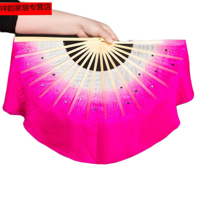 怡茹舞蹈扇子双面胶州扇秧歌扇子竹骨跳舞扇子表演扇-骨长31飘10玫红色右手