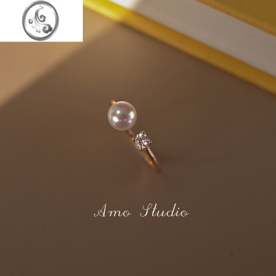 JiMiAMO珍珠银银戒指小众设计高级食指戒2022年新款时尚个性手饰