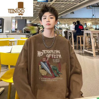 YANXU2023新款长袖t恤男士美式复古潮牌内搭休闲宽松打底衫