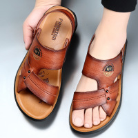 凉鞋男款2026夏季新款软皮休闲沙滩鞋软底防滑两用中年凉拖鞋开车