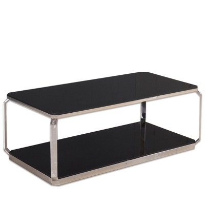 迈亚家具钢化玻璃茶几咖啡桌办公小茶几简约现代不锈钢茶几