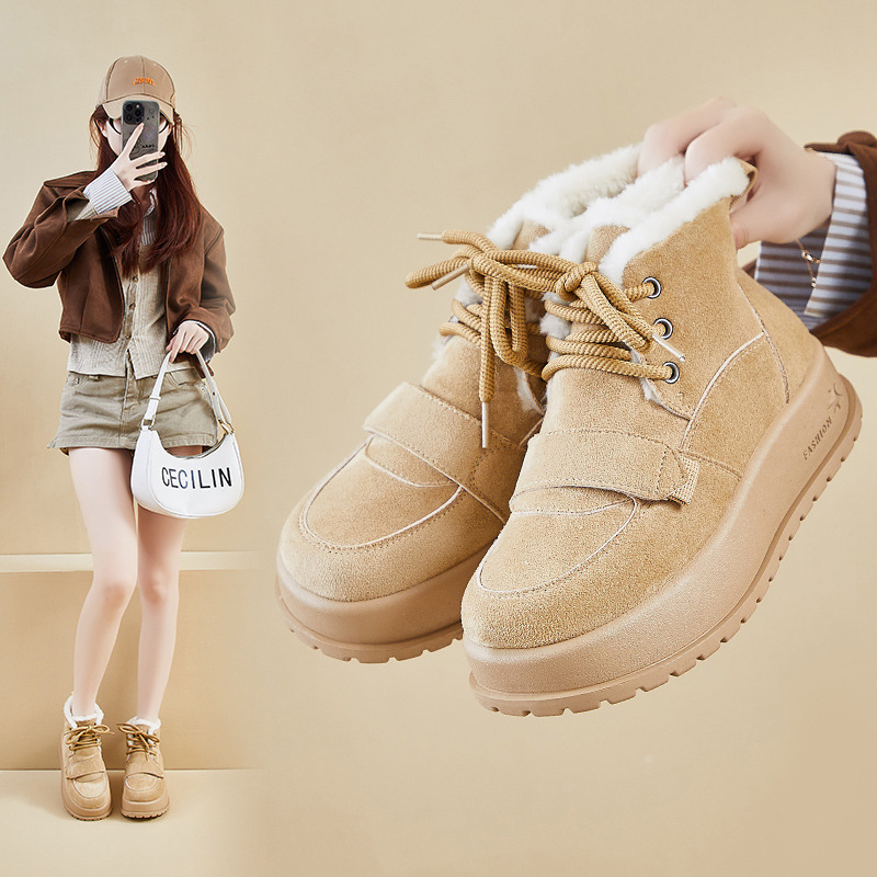 加绒高帮雪地靴女冬季新款学生ins韩版保暖休闲厚底增高_3_88