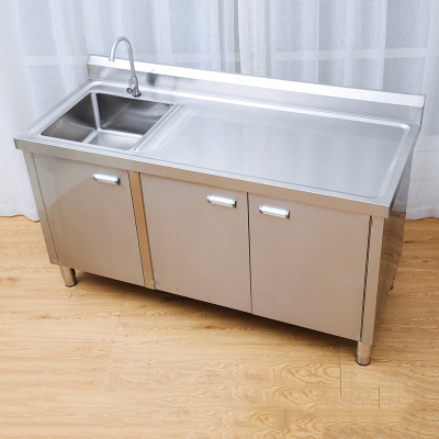 厨房不锈钢洗菜池盆水池邦可臣水槽平面一体柜橱柜家用商用定制304
