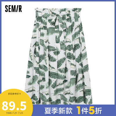 1件5折价：89.5-Semir森马文艺宽松蝴蝶结2021夏季新款收腰通勤小清新森系裙子女