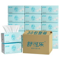 舒可乐 可湿水抽取式纸面巾4层60抽每包原生木浆抽纸纸巾实惠装餐巾纸家庭装纸抽卫生纸家用母婴可用 30包箱装