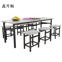 鑫升顺不锈钢冷轧钢餐桌学生食堂公司职员户外桌椅组合1.6米餐桌+6把椅