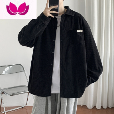 七斓灯芯绒夹克外套男日系复古宽松学生百搭潮流港风长袖衬衫男