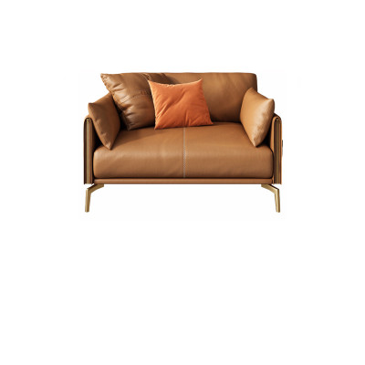 易企采 单人位头层牛皮900*900*840mm 办公沙发茶几组合简约现代商务接待办公室沙发意式极简