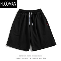 HLCOMAN2025夏季纯色简约短裤男潮牌宽松bf休闲潮流松紧腰抽绳运动五分裤