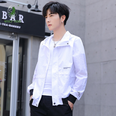 七匹狼国际公司授权WOLFTREK-男装夏季衣服超薄透气帽英文户外夹克外套工装