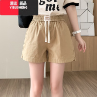 YIBUSHENG牛仔短裤女水洗棉a字短裤2024季薄款宽松松紧腰显瘦休闲短裤子