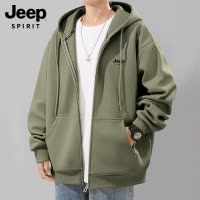 吉普JEEP SPIRIT开衫卫衣男款2025新款宽松休闲男士重磅连帽外套R