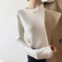 德绒保暖打底衫女秋冬磨毛长袖T恤女修身内搭白色上衣女韩国女装