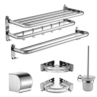 家佰利毛巾架免打孔卫生间304不锈钢浴室用品浴巾架挂架置物架厕所壁挂纸巾盒纸巾架马桶刷架三角架转角置物架