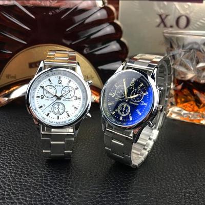 铭侣石英表男女蓝光玻璃男士手表男简约石英表三眼真皮表带学生石英表表男表