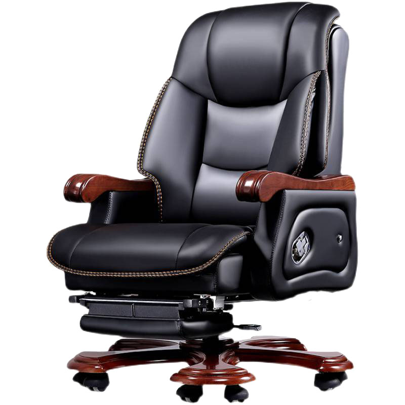 锦北 老板椅商务总裁椅办公室大班椅可躺10轮电脑椅 牛皮+搁脚按摩