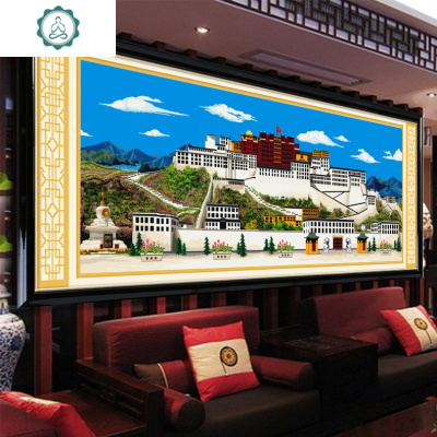 新款钻石画满钻客厅布达拉宫藏族壁画宫殿清真言贴钻绣十字绣封后魔方圆钻满钻150*60