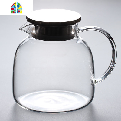 大容量玻璃壶耐热冷水壶玻璃可高温家用凉水壶水杯套装水壶茶壶 FENGHOU 圆锥壶1500ml不锈钢平盖[冲量]