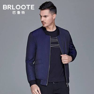 Brloote/巴鲁特时尚夹克衫男修身棒球领休闲外套春装