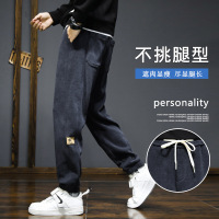 春秋男士休闲裤男灯芯绒束脚裤男士潮流裤子男士九分裤柔软细腻