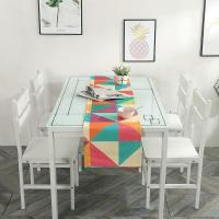 家柏饰(CORATED)简约S风棉麻布艺茶几电视柜客厅餐桌布盖巾床尾旗桌旗 彩色几何 35*200cm