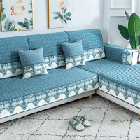 家柏饰(CORATED)四季通用防滑沙发垫坐垫子布艺全包萬能沙发套罩沙发盖布沙发巾 清婉蓝灰 90*120cm