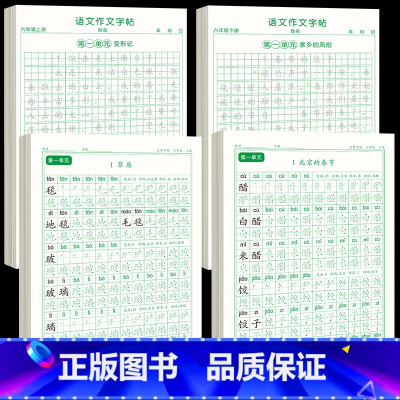 [上下册]同步字帖6上下+同步作文字帖 [正版]六年级上册练字帖人教版语文字帖同步小学生硬笔书法练字本楷书笔画笔顺儿童铅