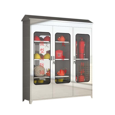 东升顺304不锈钢应急物资柜消防器材箱防护用品柜室外消防柜带雨棚1880*1500*400(加厚304材质)不含器材